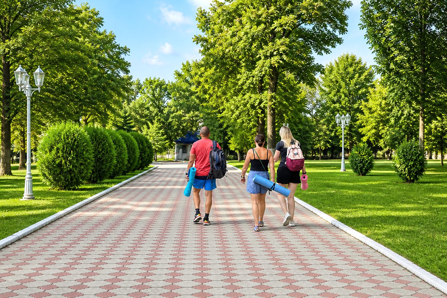 Прогулка по зелёной территории пансионата Звёздный